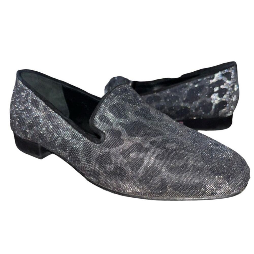 Donald J Pliner Flats Hazel Shimmer Gun Metal Leopard